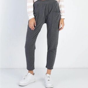 Charcoal Front Pocket Detail High Waist Jogger Pants